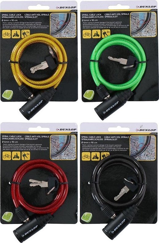 Dunlop Dunlop - Zapięcie do roweru spiralne na klucz 90 cm (Żółty)