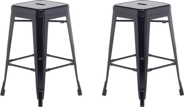 Beliani Zestaw 2 stołków barowych metalowych 60 cm czarny CABRILLO