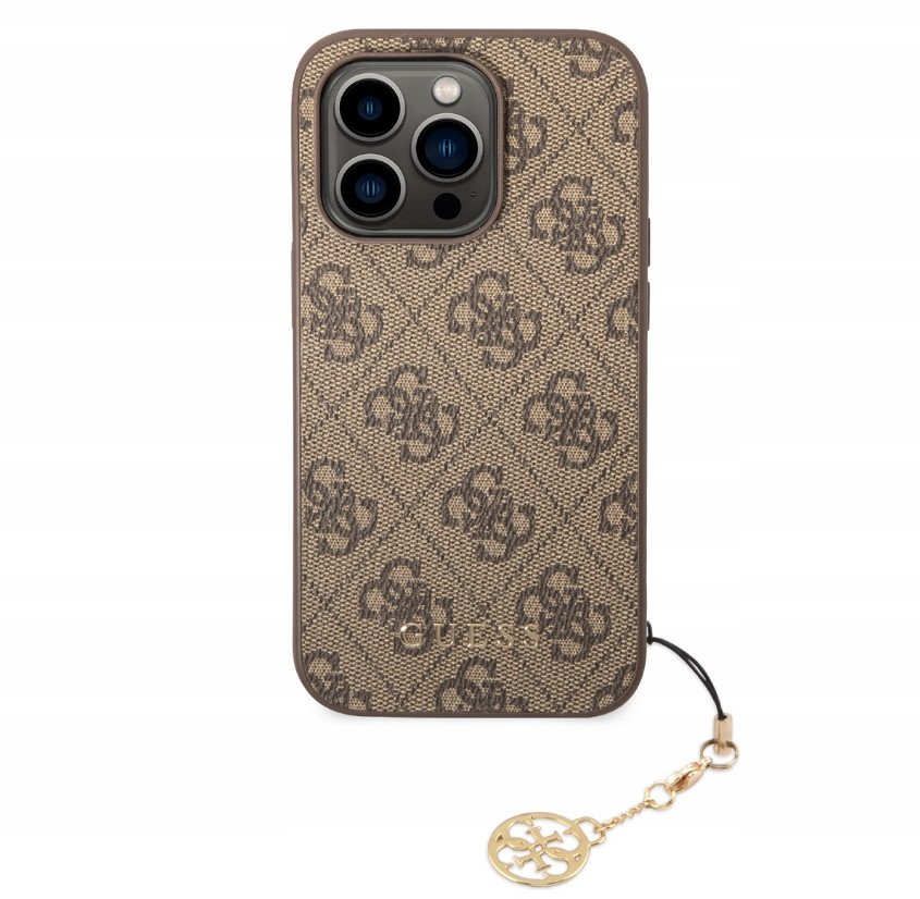 Guess 4G Charm Case For Iphone 14 Pro Tone On Tone Brązowe