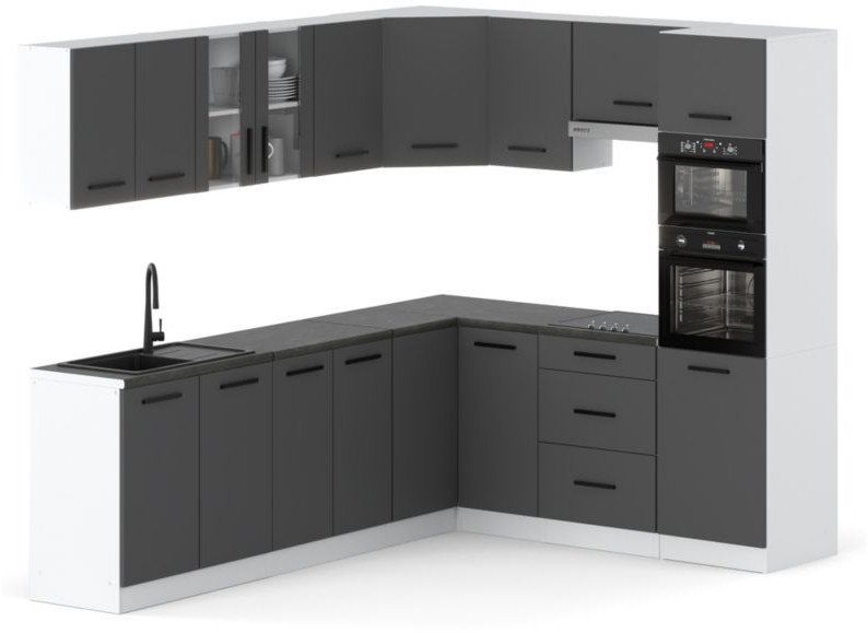 Kuchnia Marra Narożna Z Blatem Duża 4.6m Nowoczesna Modułowa Biała Szara