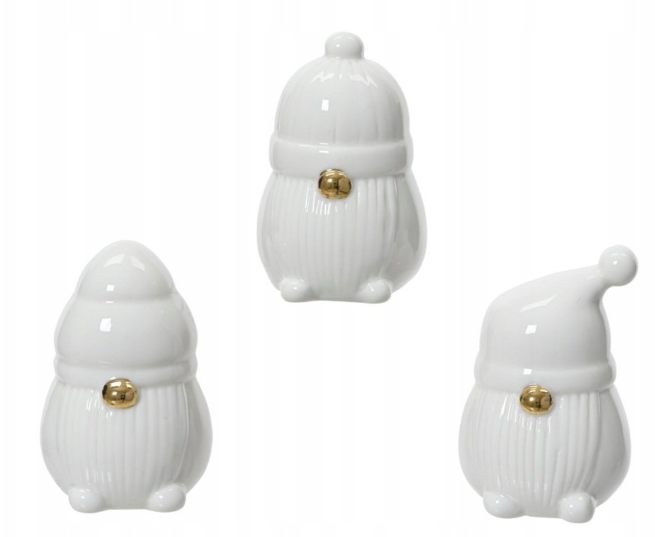 Kaemingk Figurka świąteczna porcelanowa skrzat gnom biały 5,5x7,5cm 1szt
