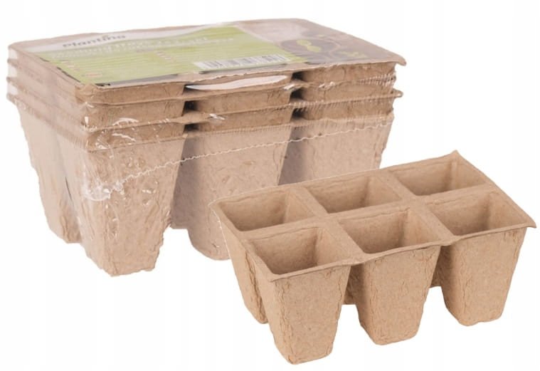 Zestaw 4 paletek doniczek do rozsady 12x8x5 biodegradowalne 100% naturalne
