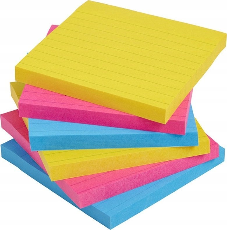 Post-It 3M Karteczki samoprzylepne Post-it® Super Sticky XL, CARNIVAL, w linię, 101x101mm, 6x90 kart.