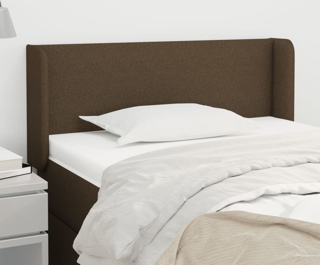 vidaXL vidaXL Zagłówek uszak, ciemnobrązowy, 83x16x78/88 cm, tkanina