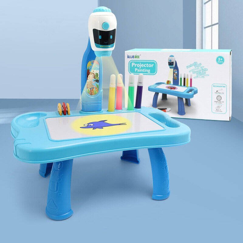 LeanToys Mini Projektor Robot Stolik 2w1 Akcesoria Niebieski