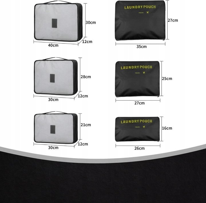 6x ORGANIZER PODRÓŻNY TURYSTYCZNY DO WALIZKI TORBY SZAFY KOSMETYCZKA