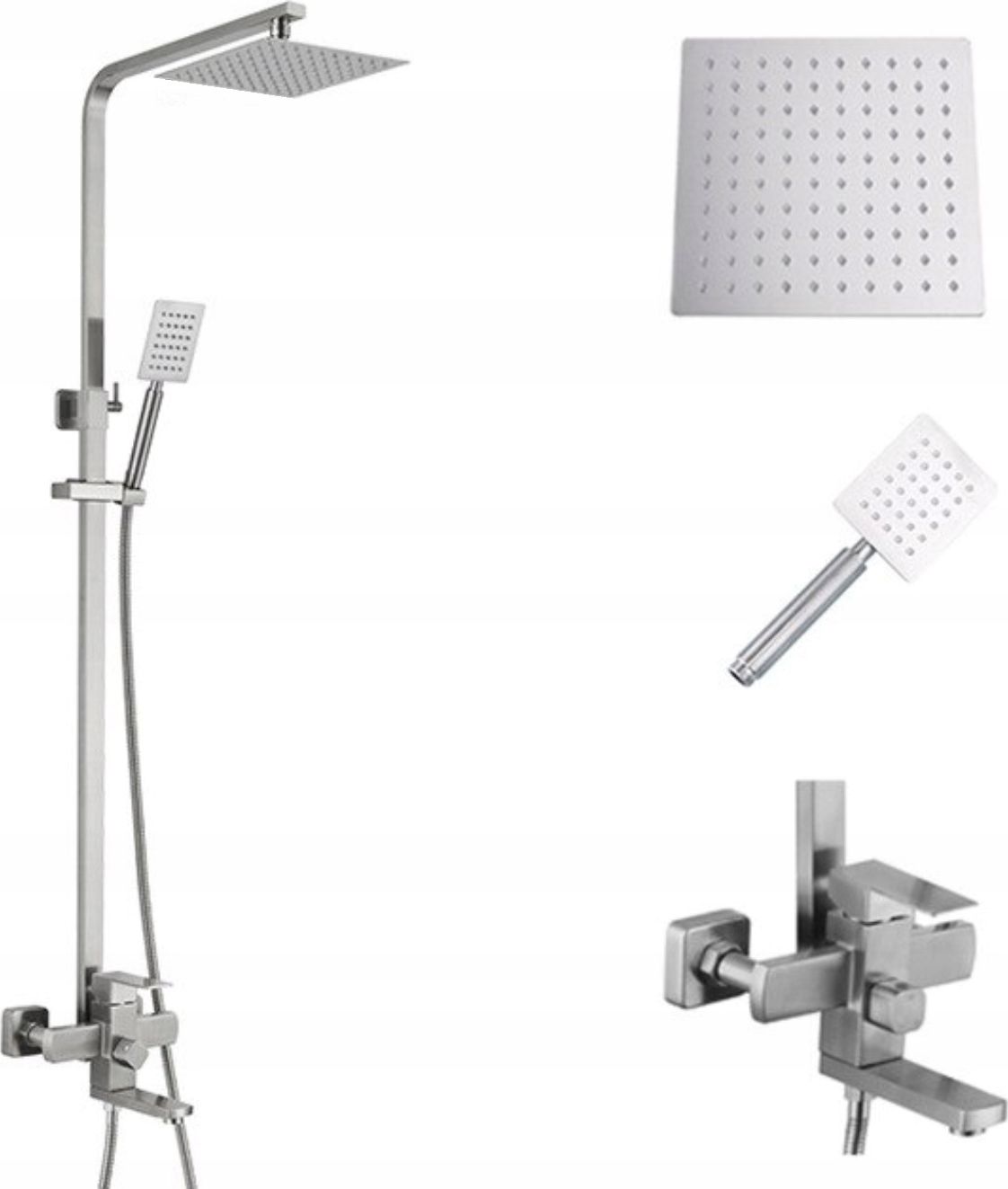 Zestaw prysznicowy PDS KRAN BATERIA PRYSZNICOWA CHROM SZCZOTKOWANY MAT v3