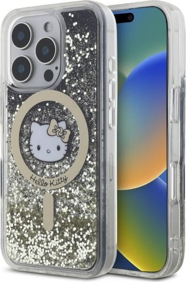 HelloKitty Hello Kitty HKHMP16LLGDIK iPhone 16 Pro 6.3" czarny złoty/black gold hardcase Liquid Glitter Fever MagSafe