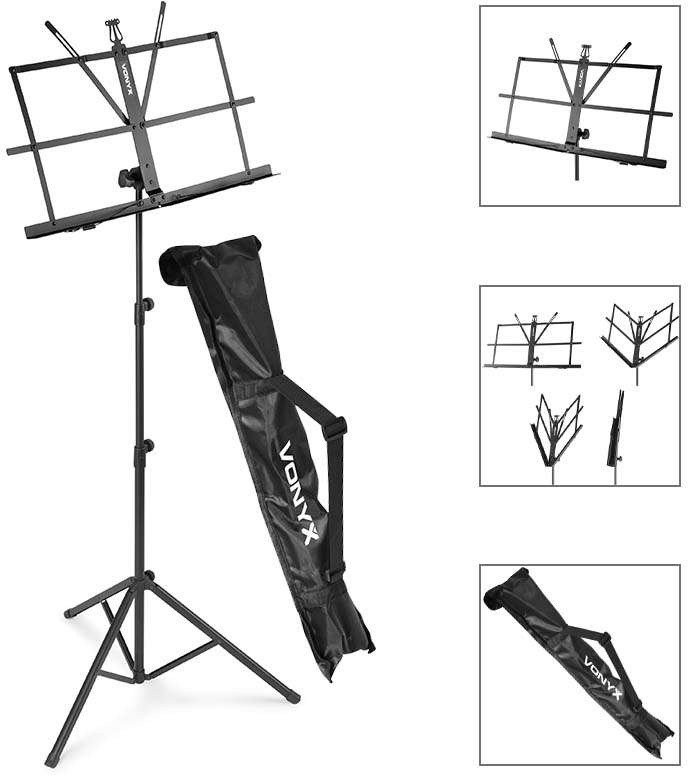 Statyw na nuty z pulpitem, klipsem i pokrowcem Vonyx one size