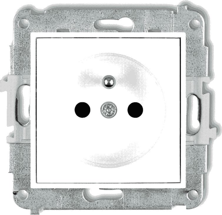 Karlik MINI Gniazdo pojedyncze z/u z przesłonami białe MGP-1zp