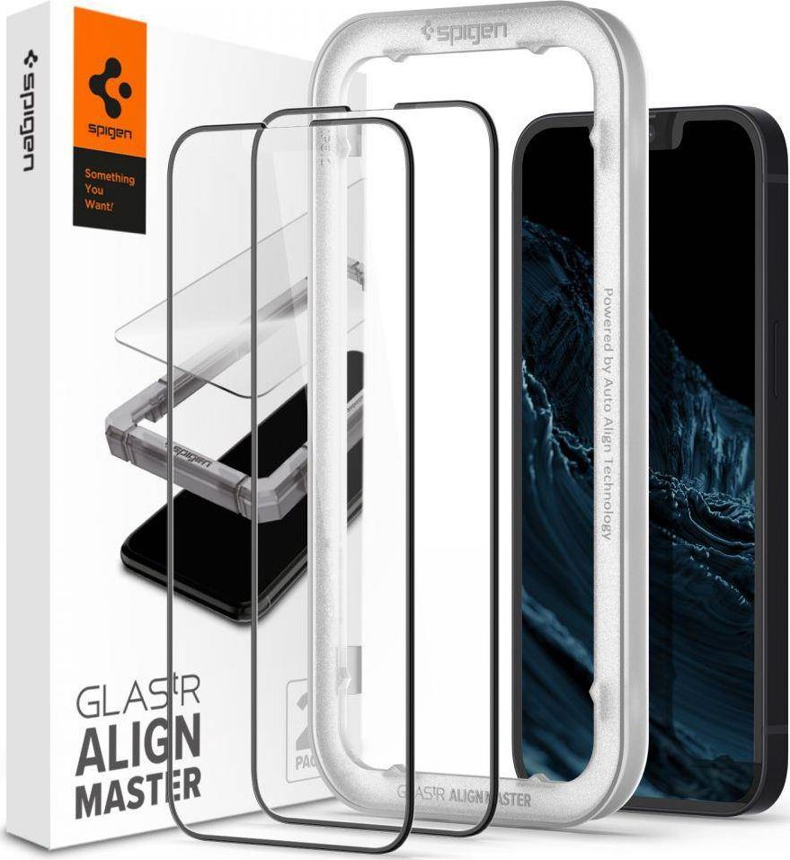 Spigen SZKŁO HARTOWANE SPIGEN ALM GLASS FC 2-PACK IPHONE 13 / 13 PRO BLACK