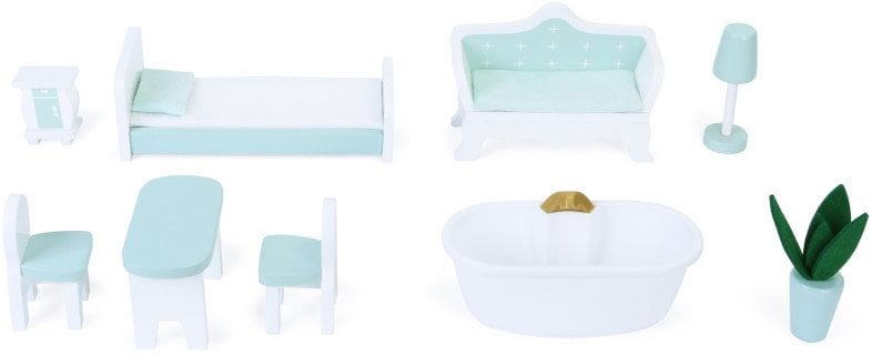 Gerardo's Toys koka leļļu māja ar LED apgaismojumu Luna GT61247 GT61247 (4743345612472)