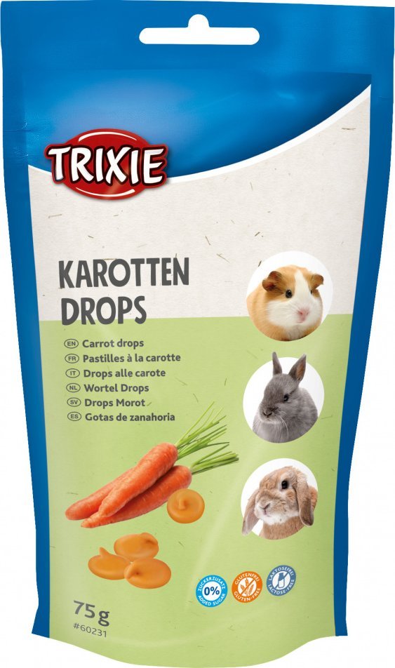 Trixie Dropsy przysmaki dla gryzoni o smaku marchewkowym, 75g