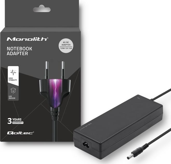 Zasilacz do laptopa Qoltec 120 W, 2.5 mm, 10 A, 12 V (50798)