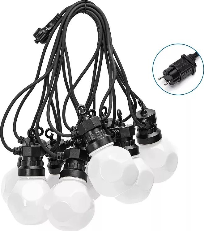 Aigostar Girlanda ogrodowa 10 ciepłych mlecznych kul sznur 5m zasilana z sieci Girlanda ogrodowa 10 ciepłych mlecznych kul sznur 5m zasilana z sieci