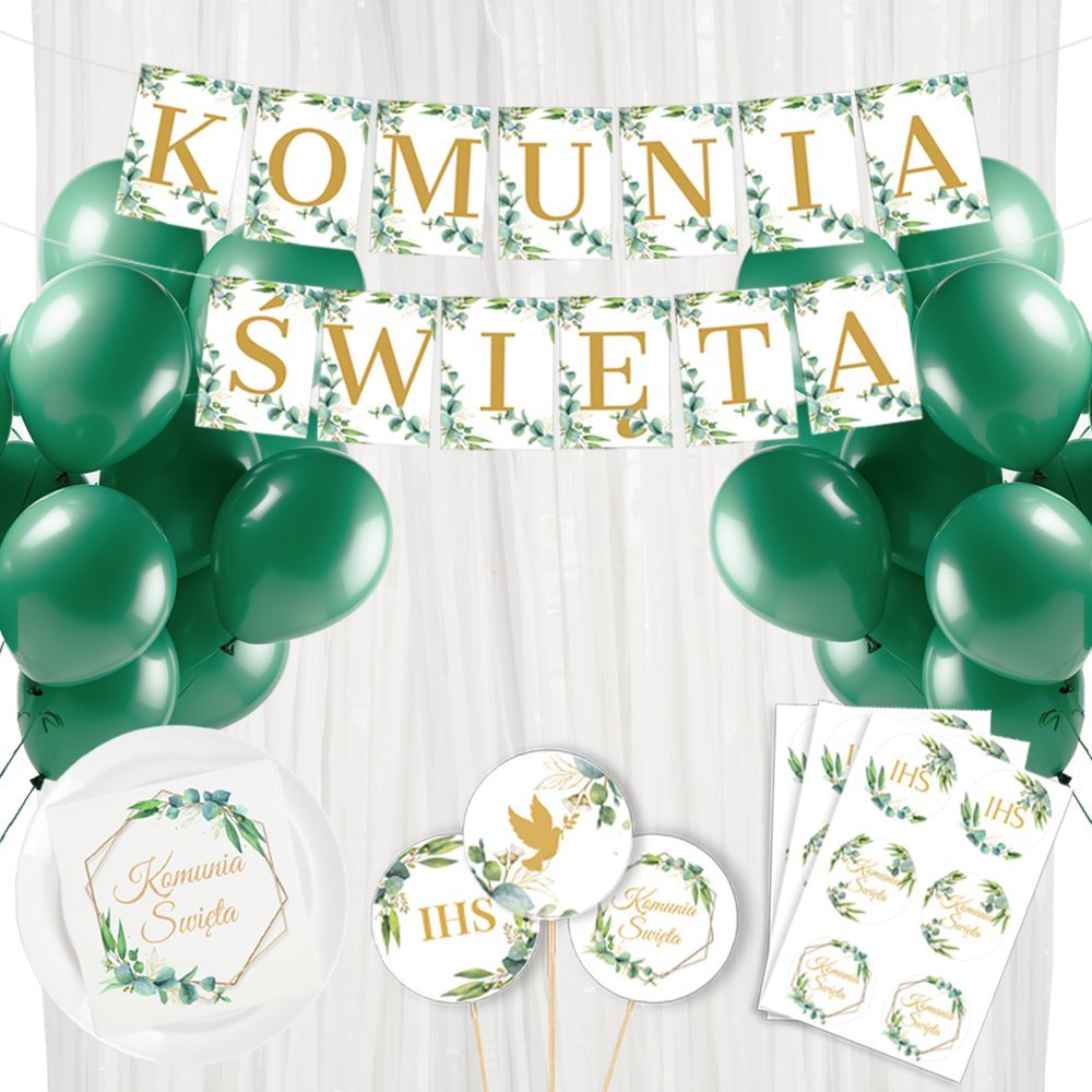 Balony Na Komunię Kurtyna Dekoracje Komunijne Serwetki Na Stół Komunia