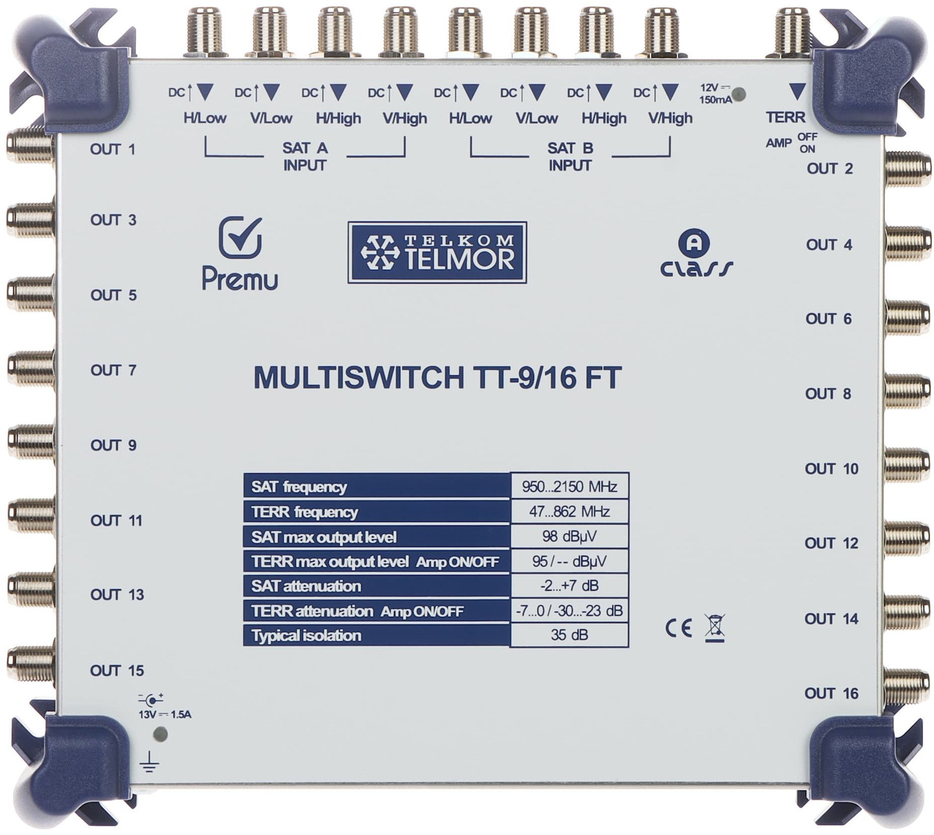 MULTISWITCH TT-9/16-FT-PREMU 9 WEJŚĆ / 16 WYJŚĆ PREMU TELMOR