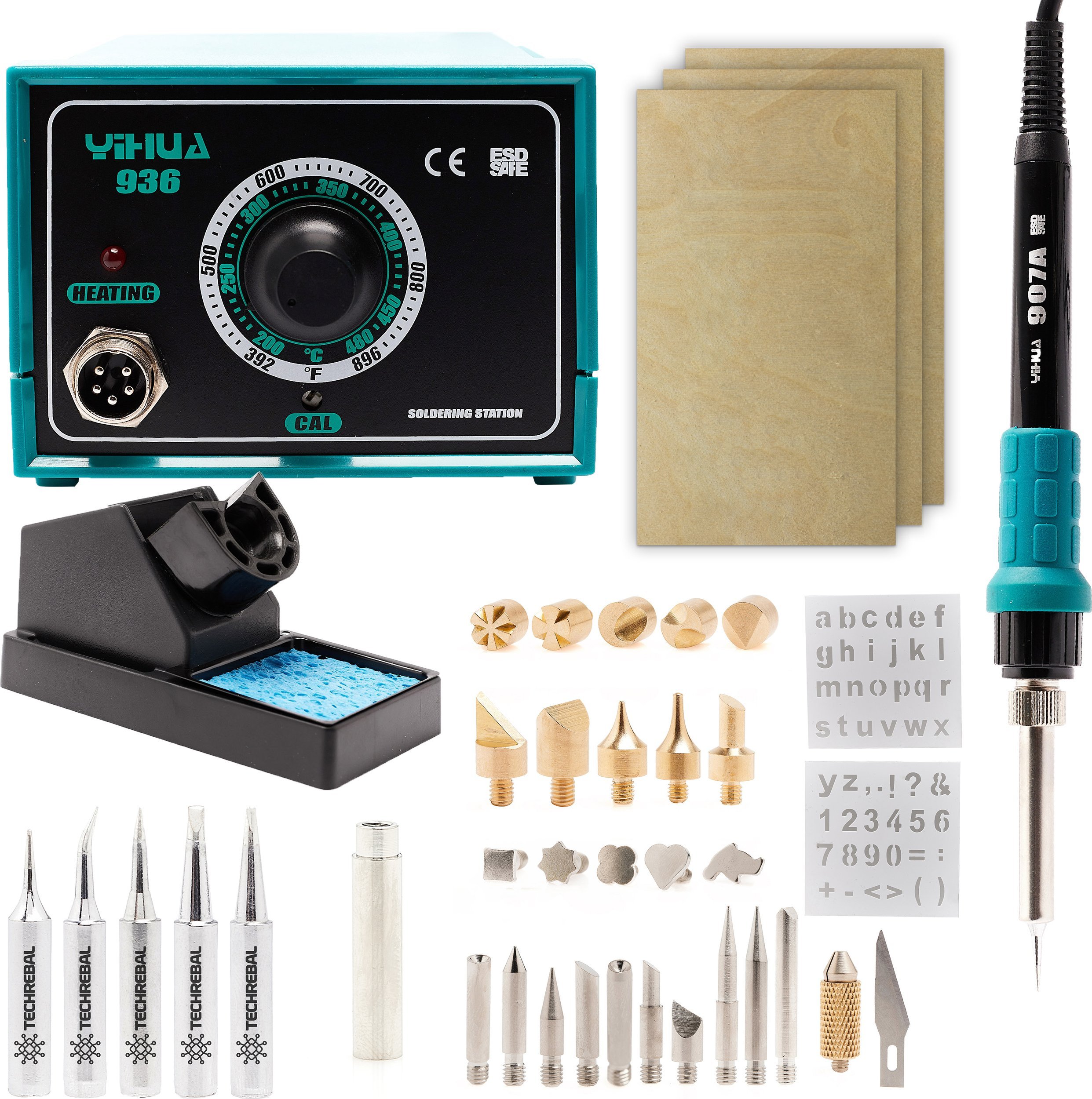 Precyzyjna Wypalarka do Drewna Yihua 936 + Akcesoria Szablony Końcówki Grot