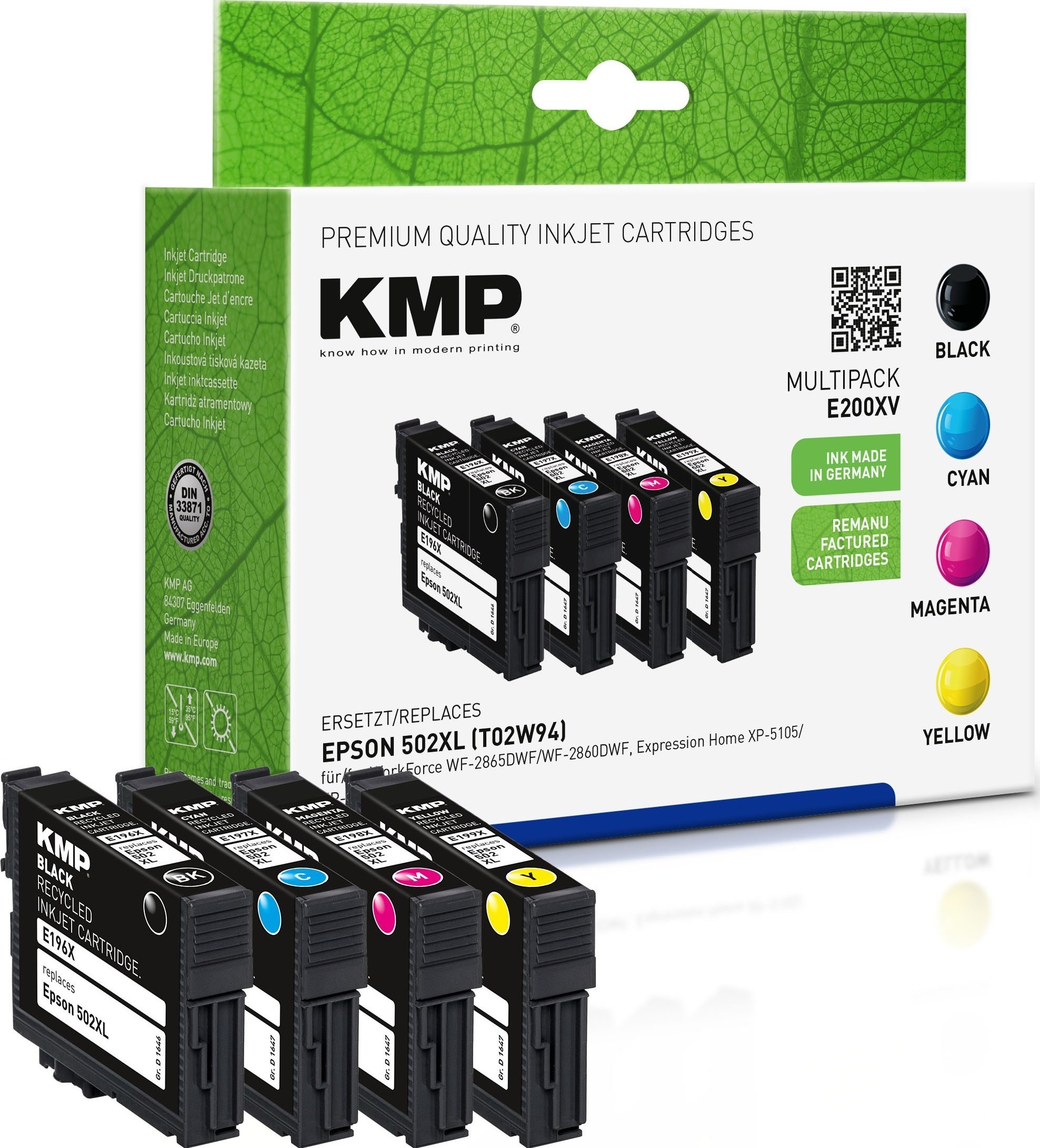 KMP Printtechnik AG KMP Patrone Epson Pro WF-2865DWF ers. 502XL T02W64 bk,c,m,y remanufactured