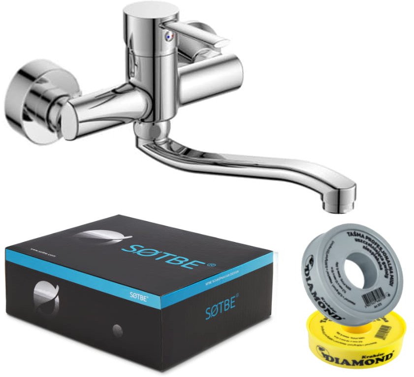 SOTBE UNICORN Bateria kuchenna ścienna. Ruchoma wylewka 35 cm