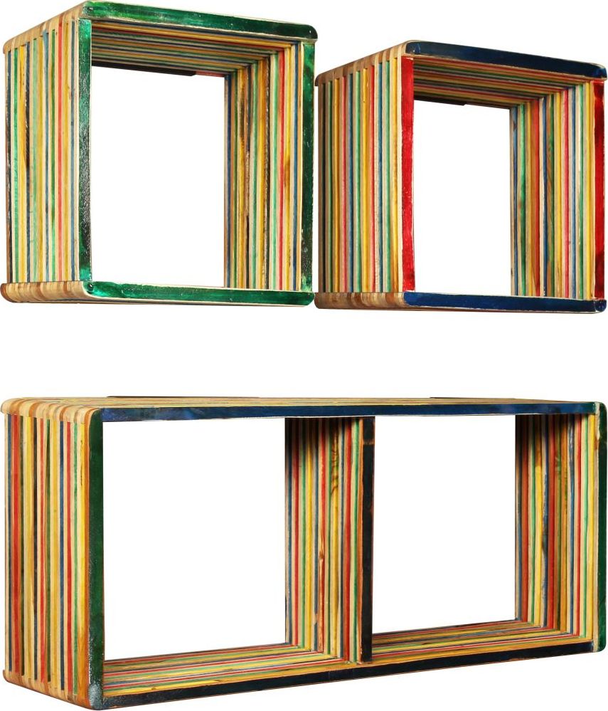 vidaXL Zestaw 3 półek ściennych, lite drewno tekowe z odzysku