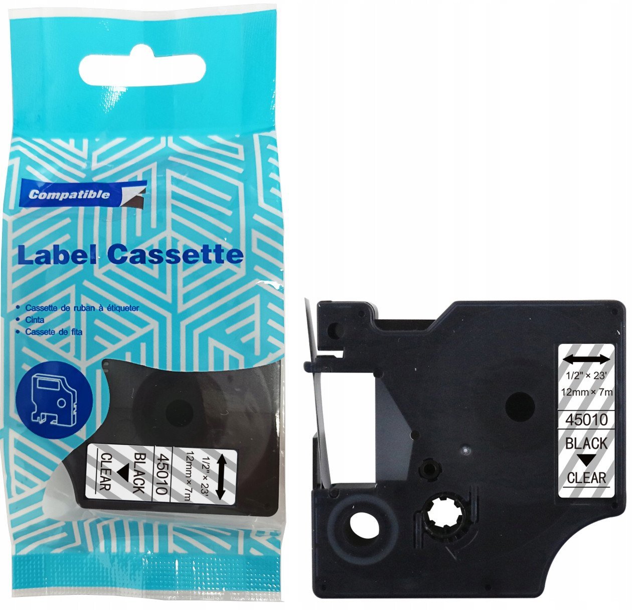 Taśma DYMO D1 45010 12mm x 7m S0720500 czarny na przezroczystym zamiennik