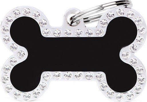 Zawieszka Adresówka Identyfikator z grawerem dla psa i kota duża czarna kość glam