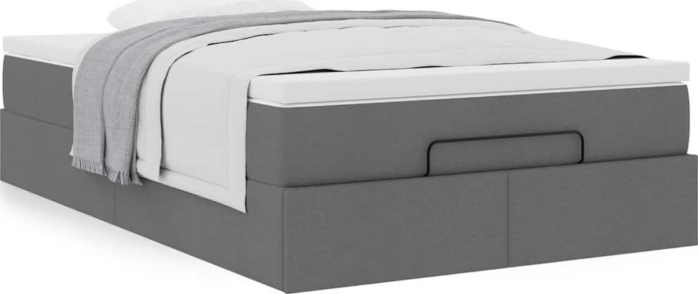 vidaXL vidaXL Rama łóżka otomana z materacem, szara, 120x200 cm, tkanina