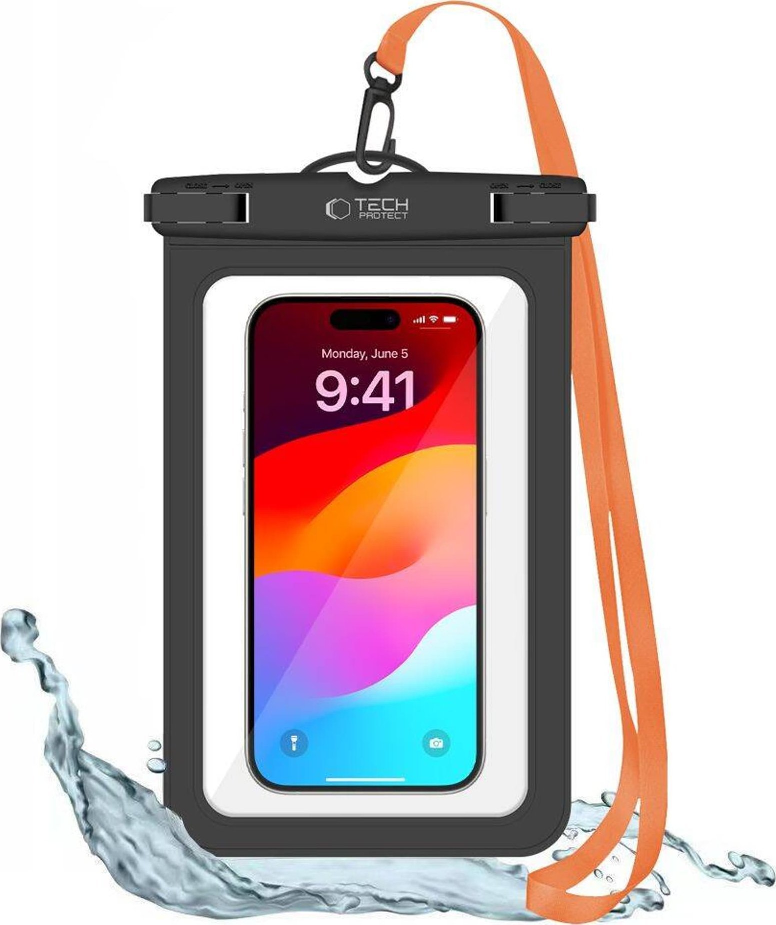 Tech-Protect TECH-PROTECT UWC9 UNIVERSAL WATERPROOF CASE 8.9 INCH BLACK/ORANGE