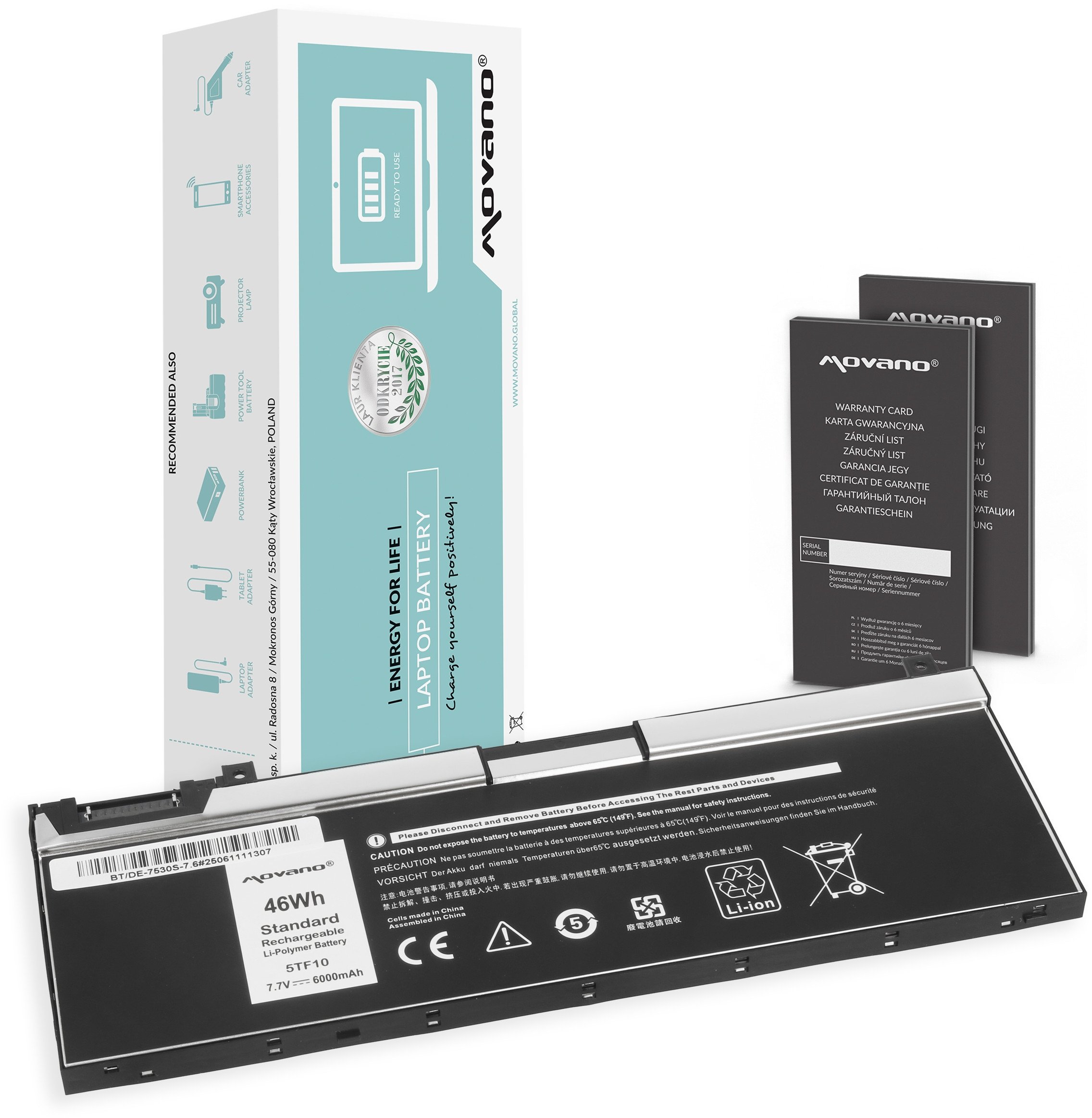 Bateria Movano do DellPrecision 7530, 7540, 7730 - 5TF10 7.6V (6000mAh)