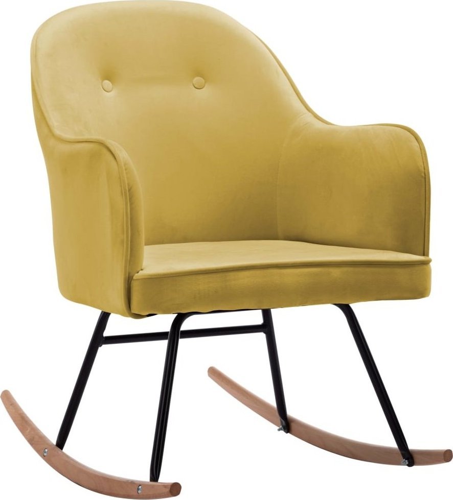 Elior Musztardowy aksamitny fotel bujany Revers