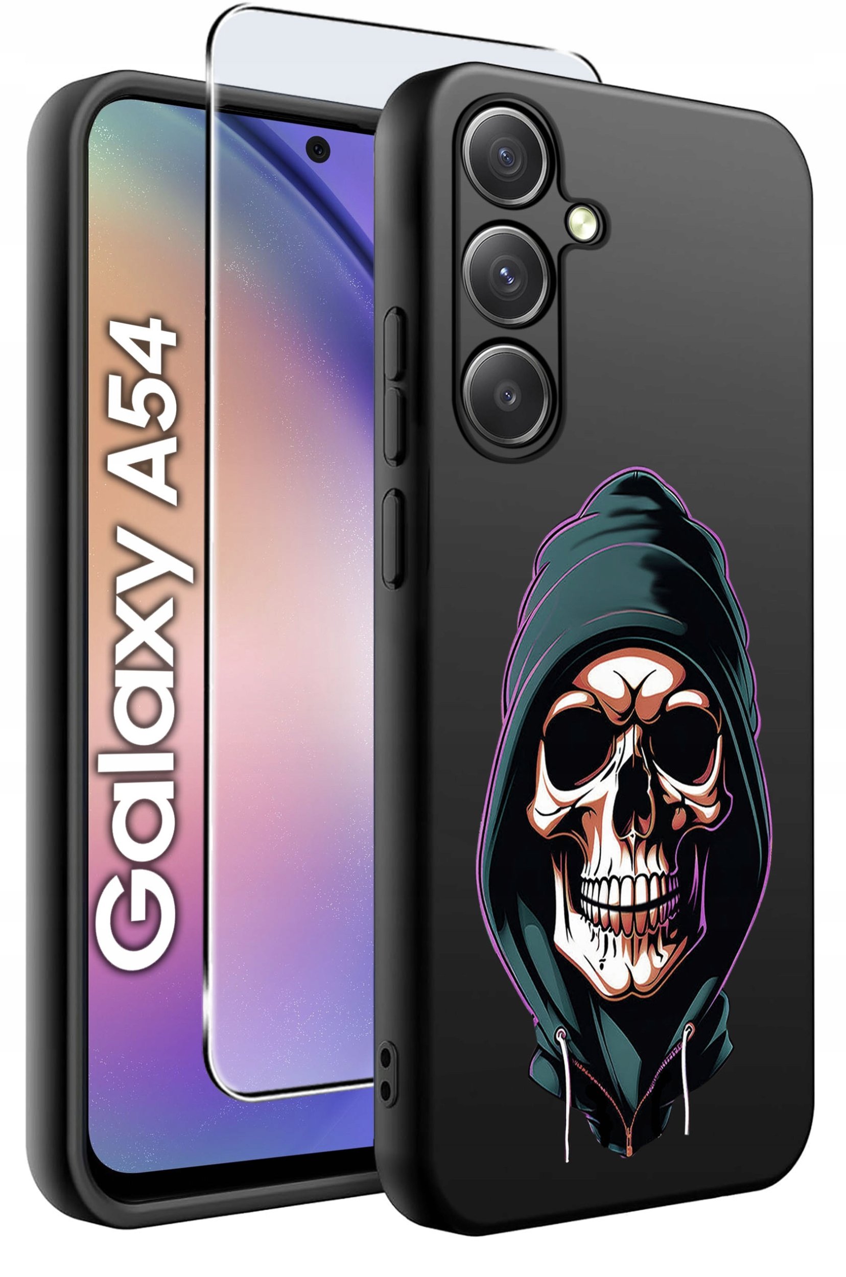 ETUI do Samsung A54 5G WZORY | SILIKONOWE MATT CASE + SZKŁO 9H