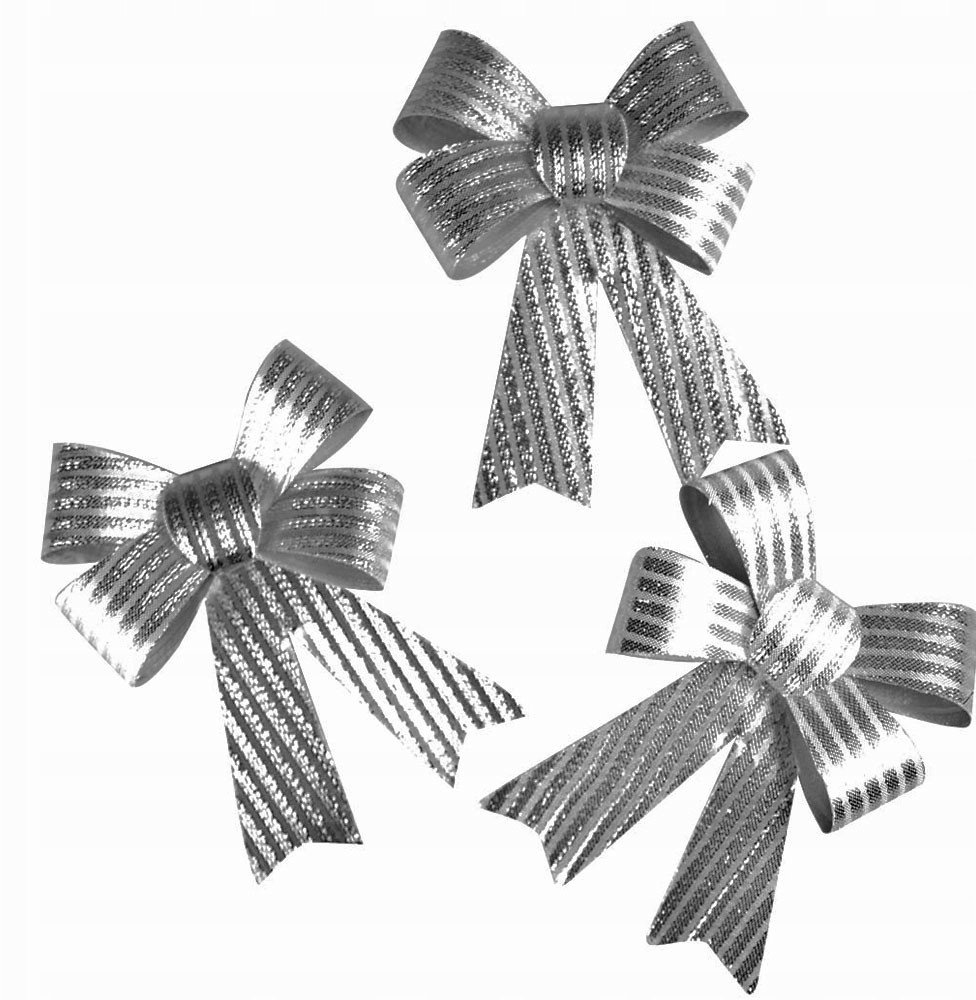 Kokardy dekoracyjne srebrne 3szt