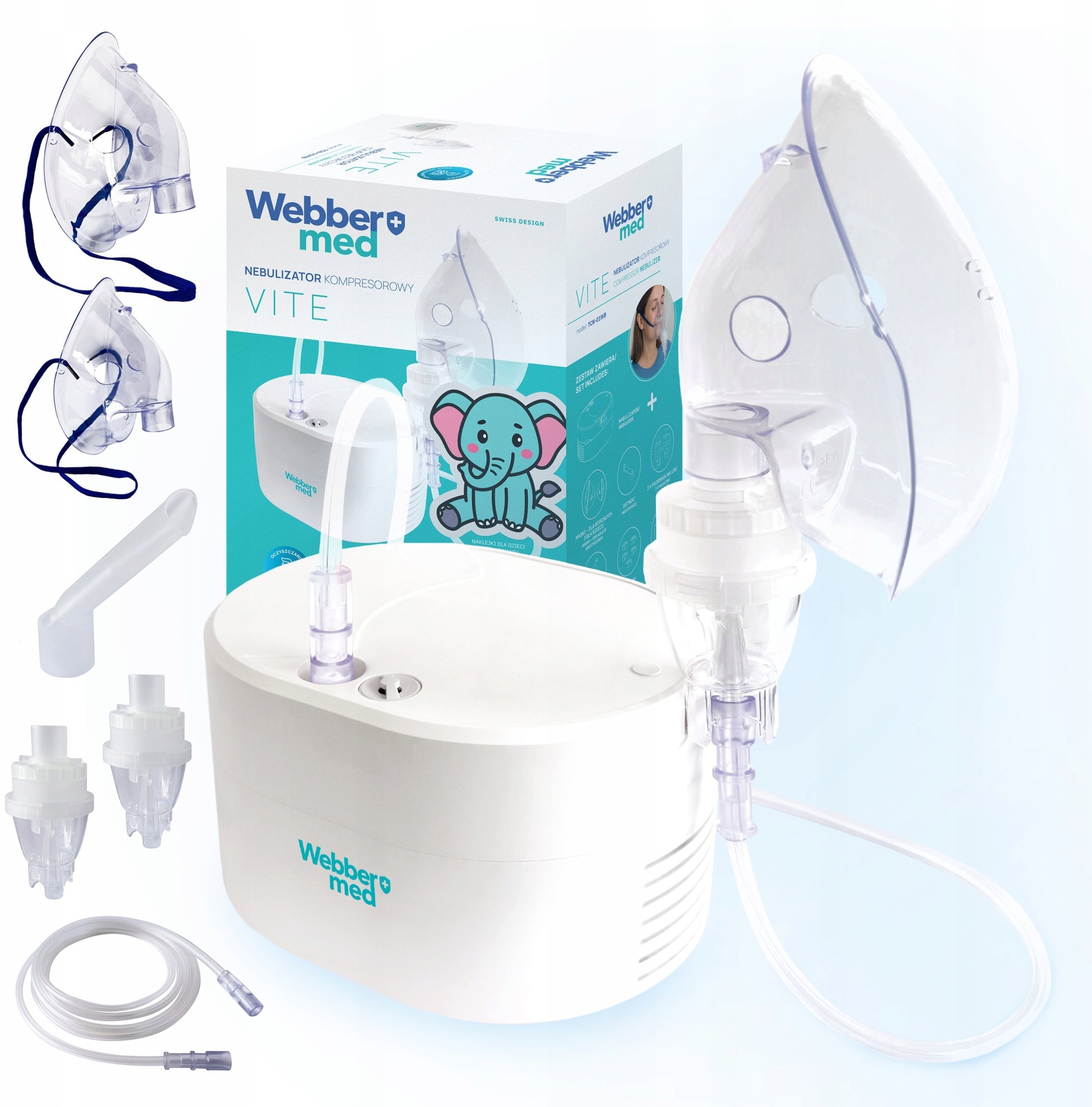 Inhalator Nebulizator Kompresorowy Pneumatyczny Webber Dla Dzieci Dorosłych