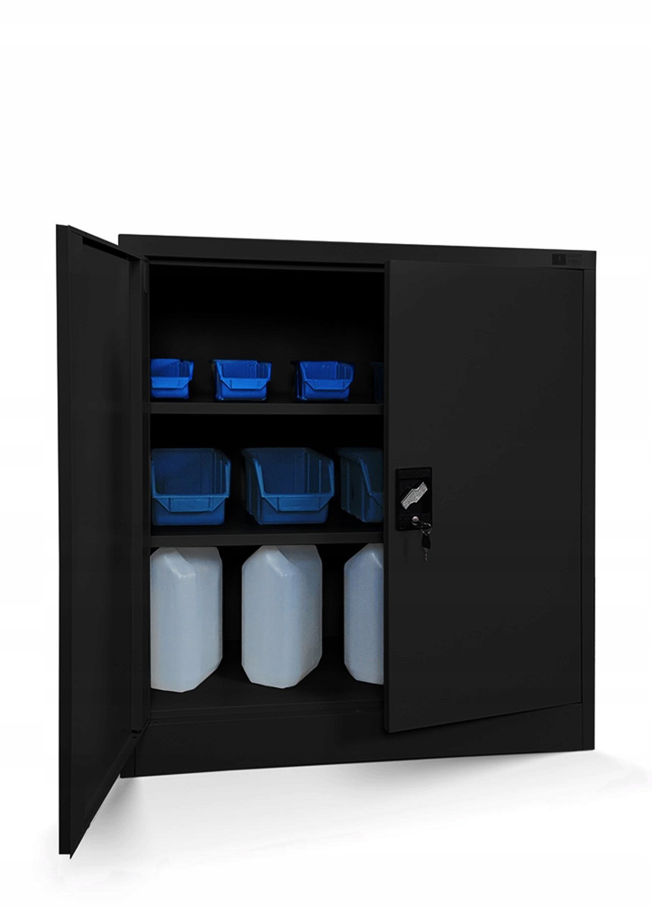 Metalowa szafka z drzwiami BEATA, 900 x 930 x 400 mm, czarna