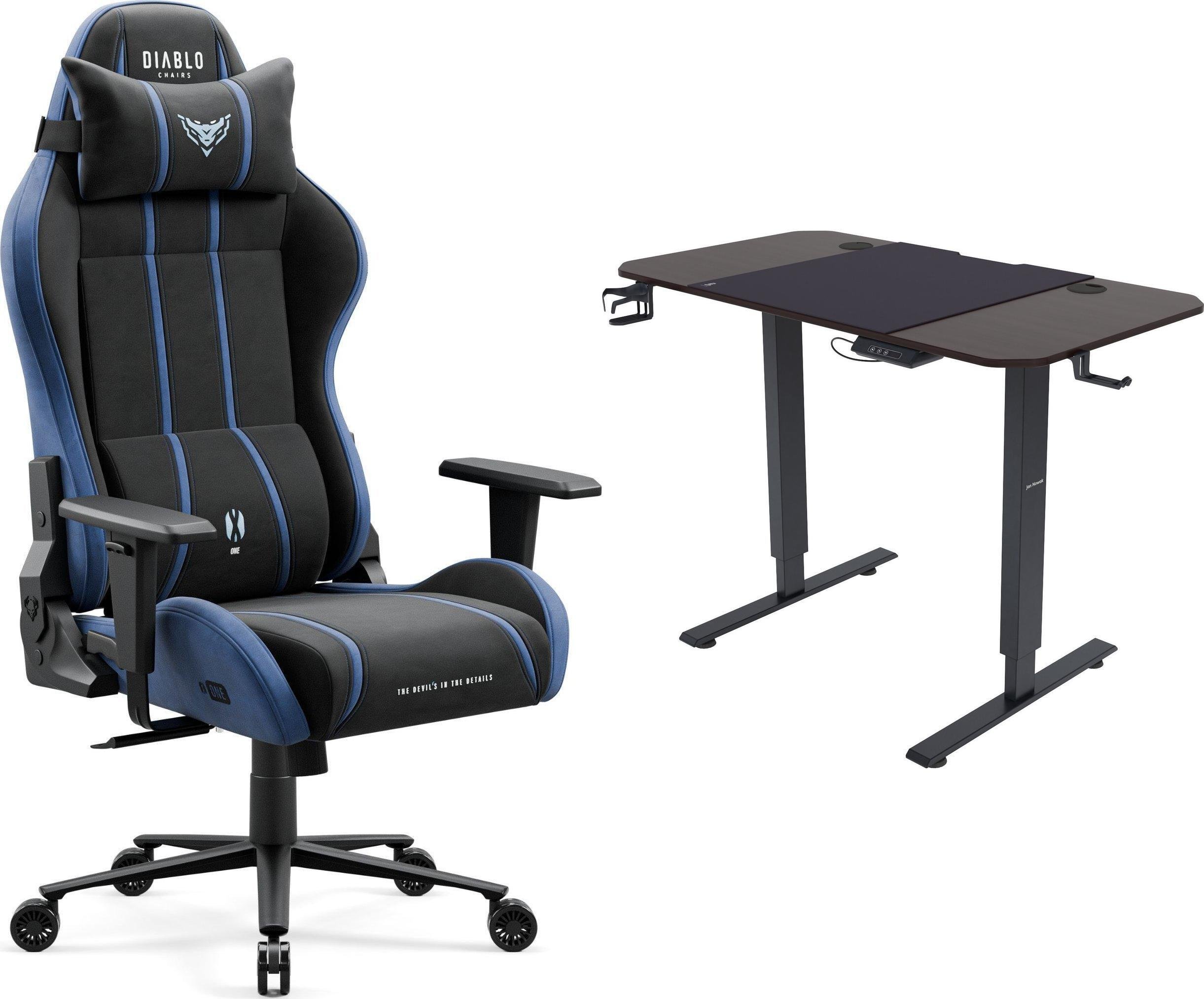 Fotel Diablo Chairs X-One 2.0 Normal Size Night Blue + EGON 1100 Orzechowe 110 cmx60 cm