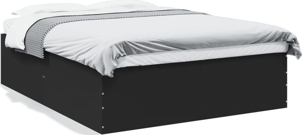 vidaXL Rama łóżka, czarna, 160x200 cm, materiał drewnopochodny