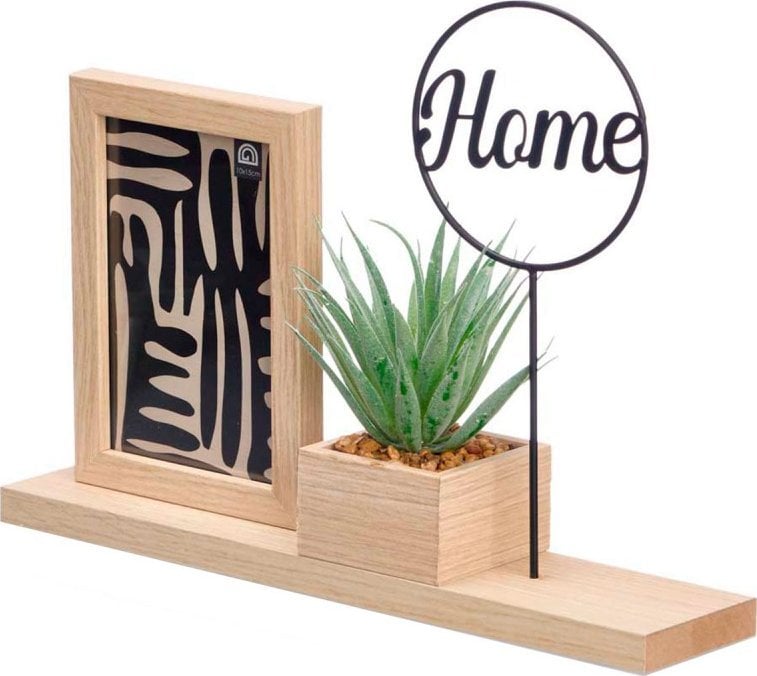 Ramka Giftdecor Stojąca ramka na zdjęcie z rośliną HOME, 33 x 24 x 7 cm