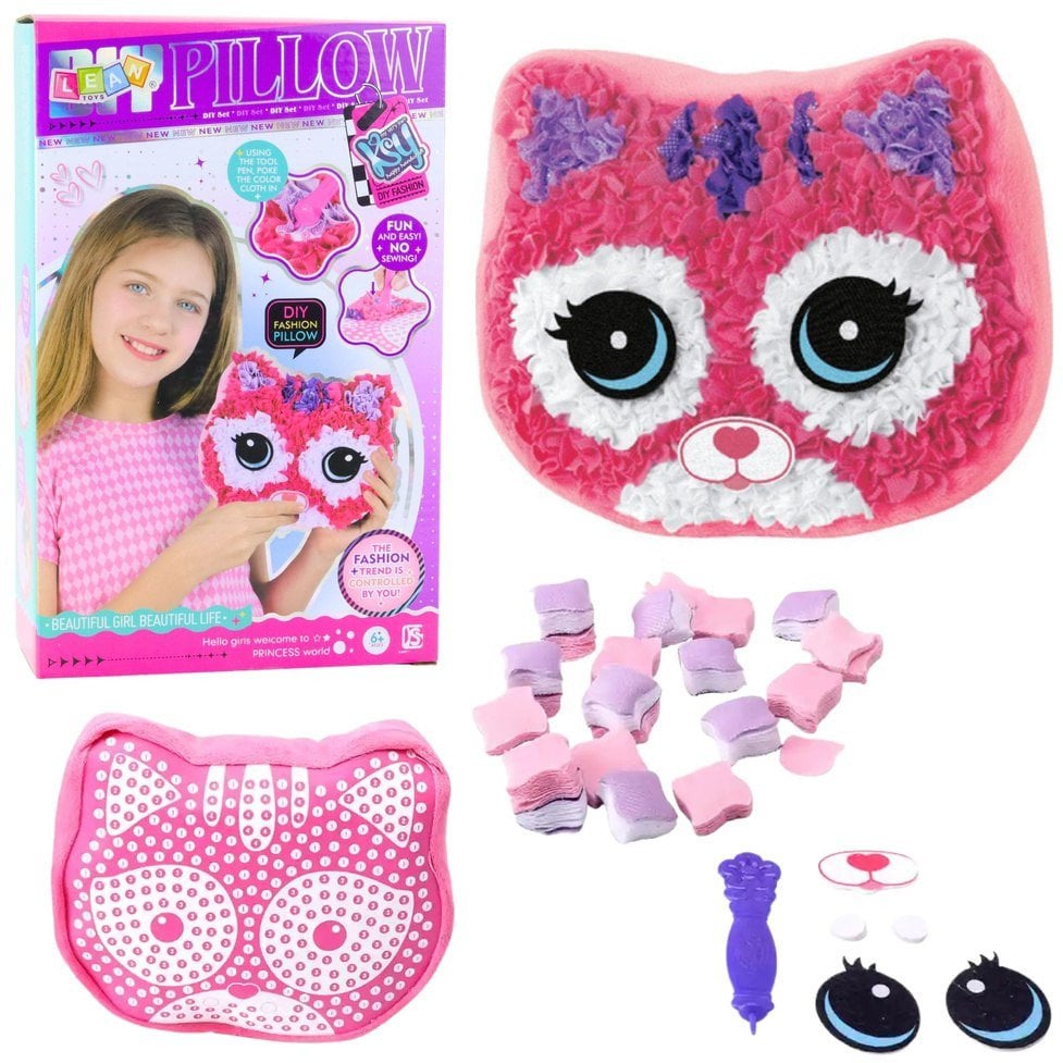 Zestaw Kreatywny Do Szycia Poduszka Kotek Maskotka Wyszywanka DIY EDUKAMP