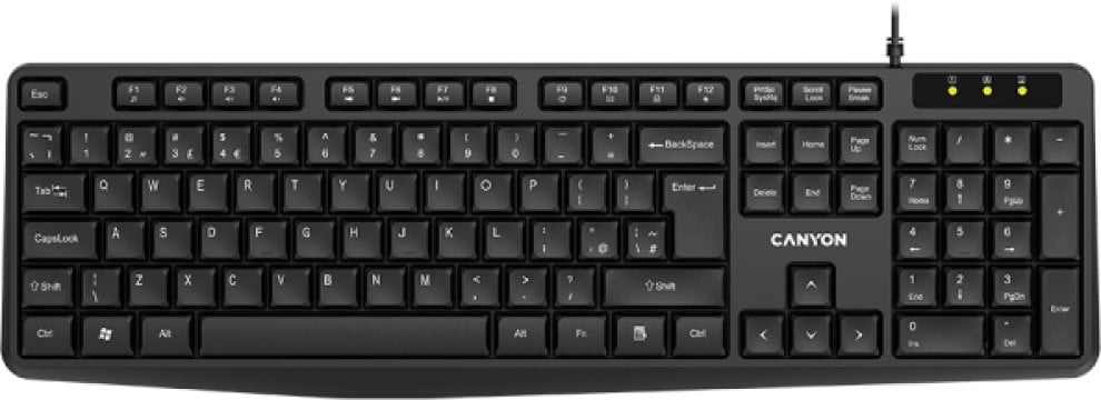 CANYON Klawiatura KB-1 UK Przewodowa Czarna