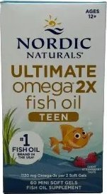 Nordic naturals Nordic Naturals - Ultimate Omega 2X Fish Oil TEEN, Truskawka, 60 kapsułek miękkich mini