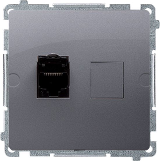 Kontakt-Simon Simon Basic Gniazdo komputerowe pojedyncze RJ45 kat.6 z przesłoną srebrny mat BM61.01/43