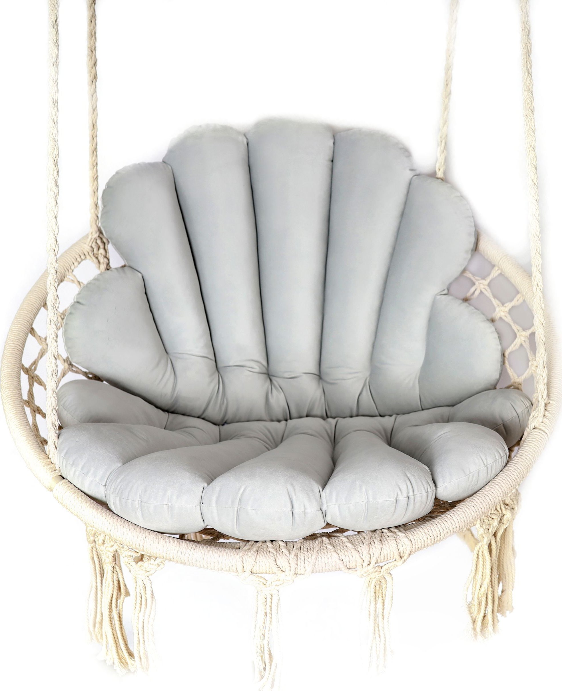 Love Gifts FOTEL WISZĄCY Z KOMPLETEM PODUCH MUSZLI/Szary