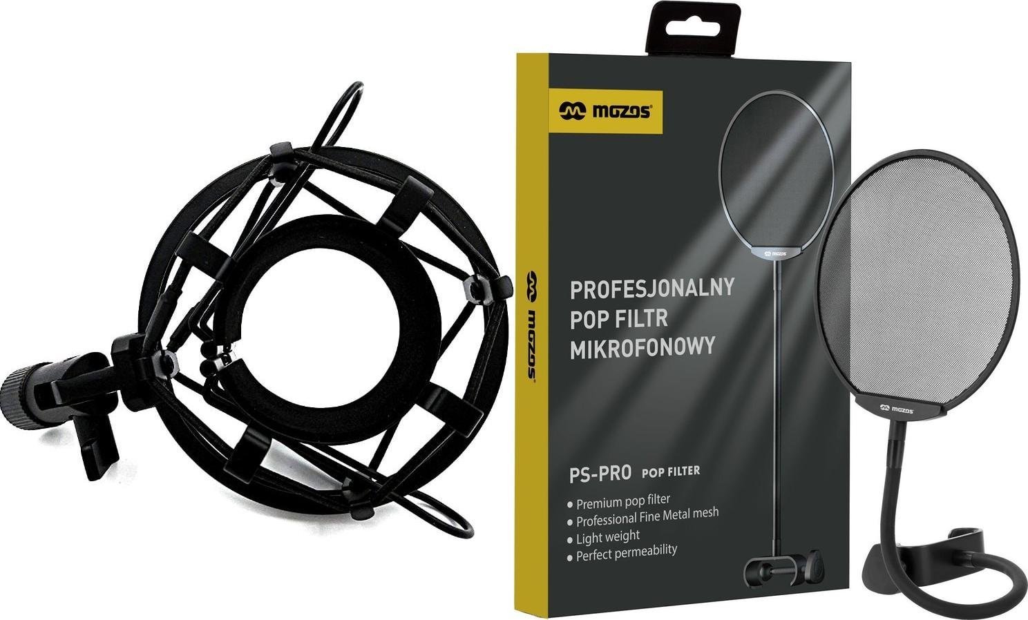 Mozos Mozos Kosz antywibracyjny Shock SHM1 + Popfiltr mikrofonowy PS-PRO