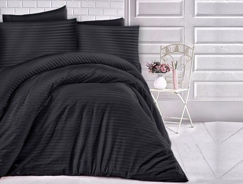 Darymex Ekskluzywna pościel 220x200 satyna bawełniana komplet do sypialni Cizgili czarna