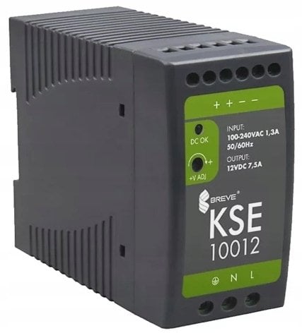 SilentiumPC Zasilacz impulsowy KSE 10012P 230/ 12V DC 7,5A on DIN rail, Uzas: 85-264VACVAC, Ta70, 17000-1543
