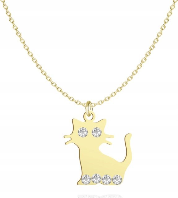 Radziszewska Jewellery Pozłacany Naszyjnik z KOTKIEM GRAWER DEDYKACJA