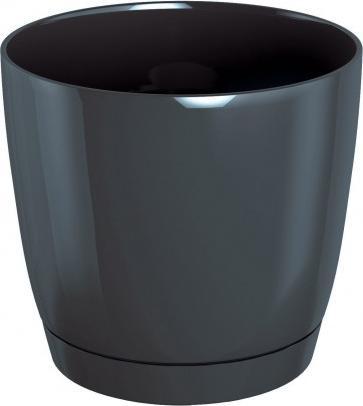 Prosperplast Doniczka z podstawką okrągła Coubi grafit 15,5x14,2cm