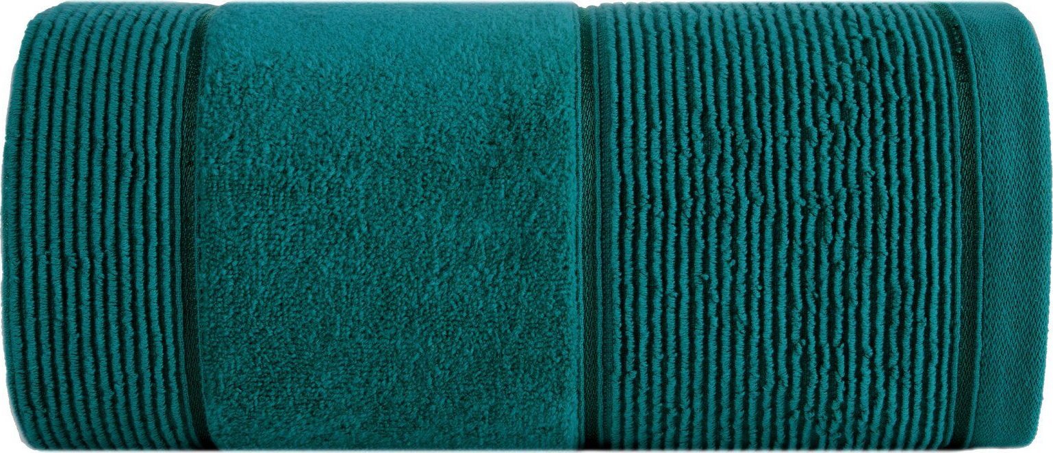 Eurofirany Ręcznik bawełniany z ozdobną bordiurą EMMA 70X140 c. turkusowy