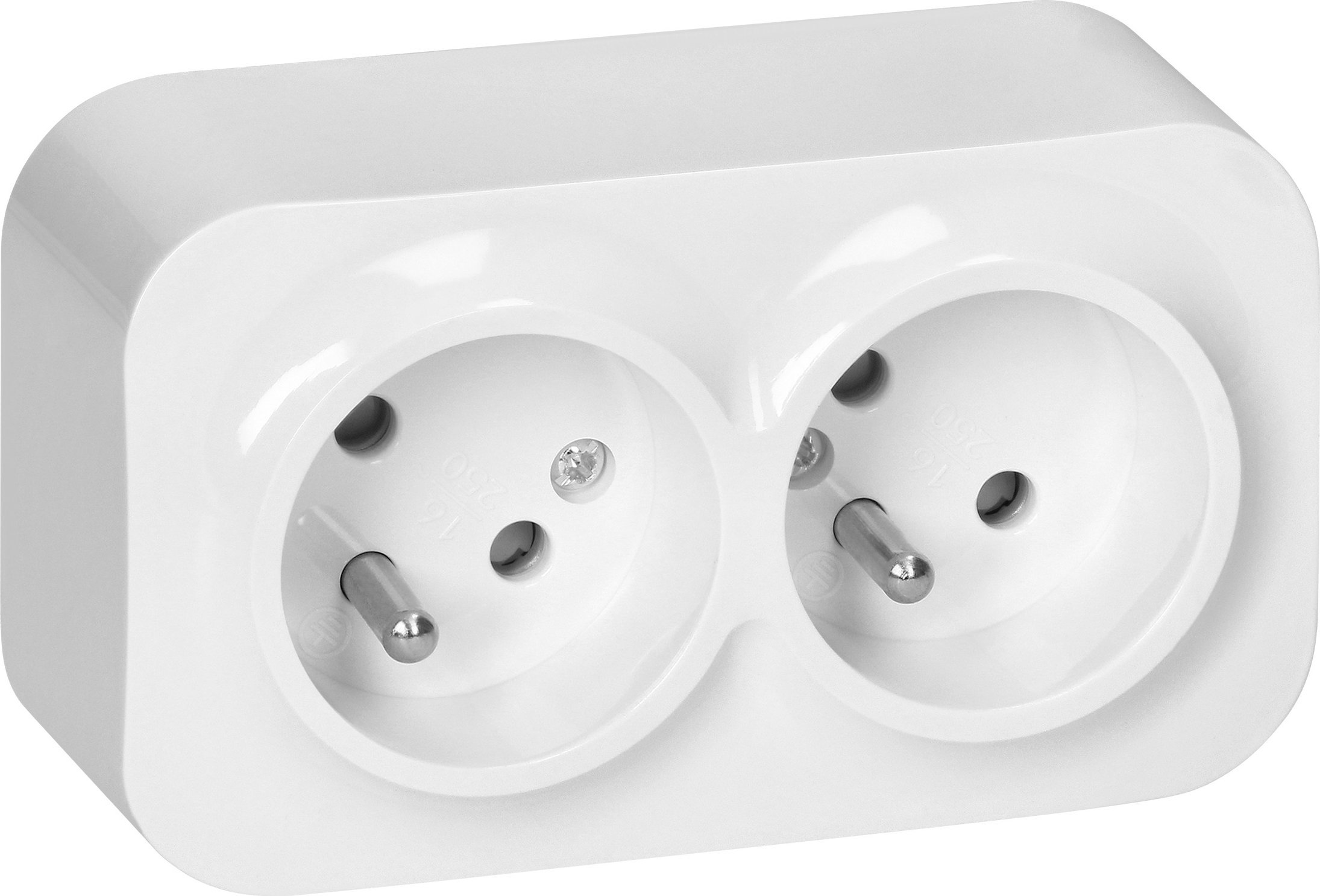 Orno ToDo Gniazdo podwójne 2x2P+Z, 16A/230VAC, IP20, Białe